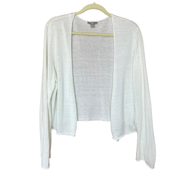 J. Jill Sweaters - J. Jill White Linen Blend Open Front Lightweight Cropped Cardigan Women's XL